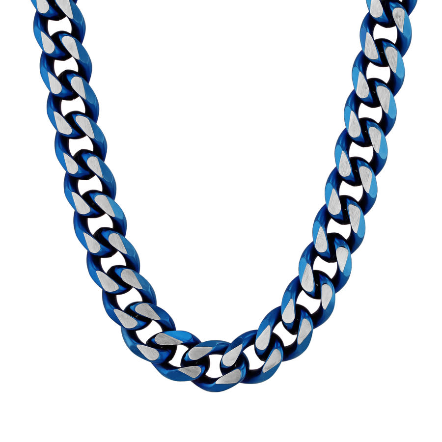 Stainless Steel With Blue IP Curb Link Fashion Chain