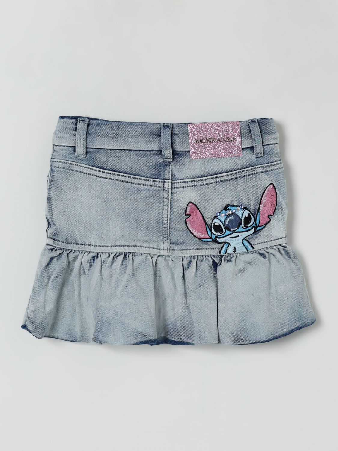 Ruffle-hem denim skirt - Blue