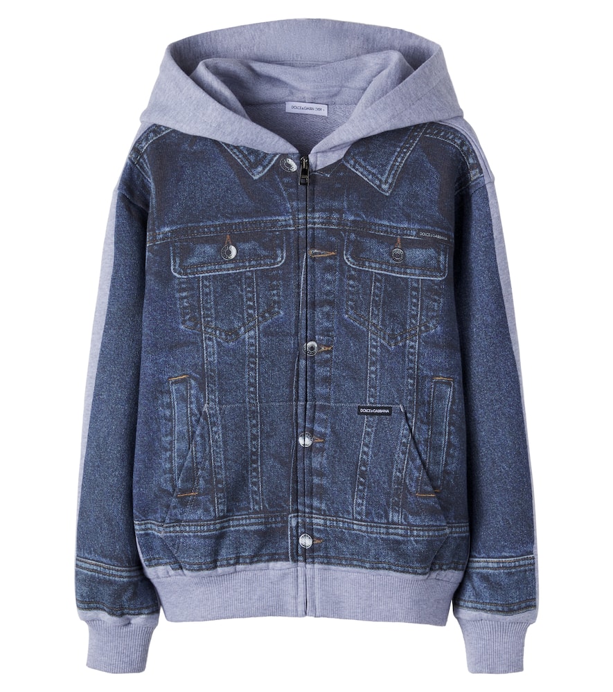 Trompe l'ail cotton fleece hoodie