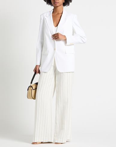 Woman Blazer White Size 0 Linen, Viscose, Elastane