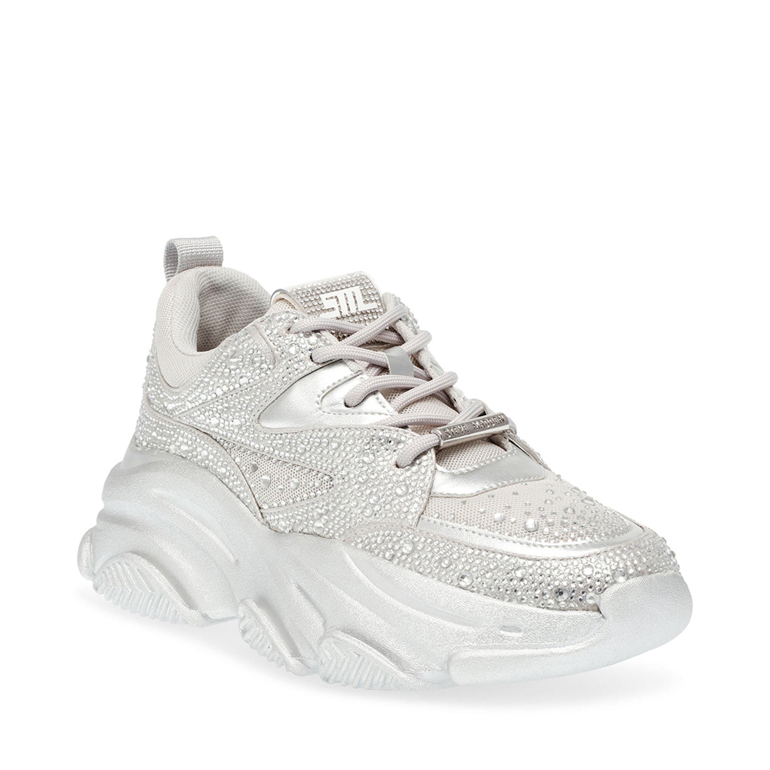 Steve Madden Womens Privy 751 Sneakers - Silver Fabric