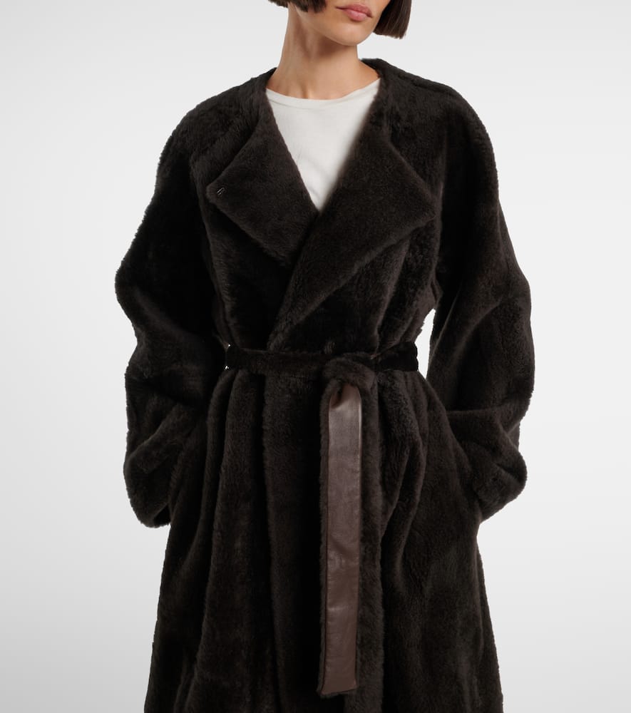 Madelina belted shearling coat