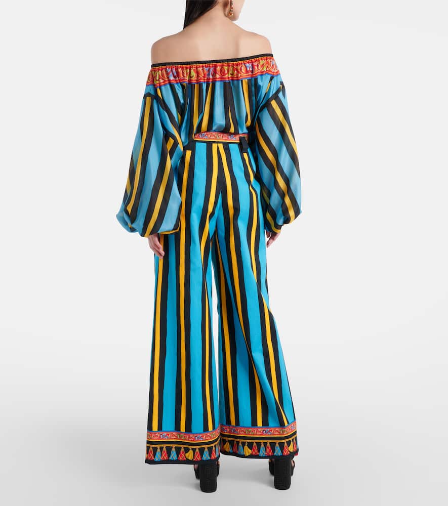 Striped wide-leg pants