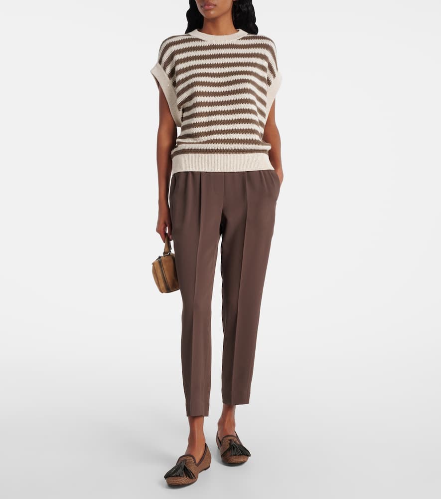 Cropped crêpe slim pants