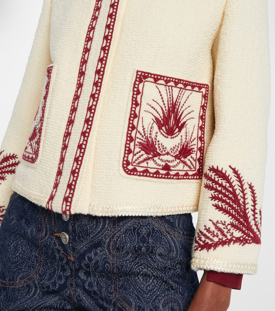 Embroidered wool bouclé jacket