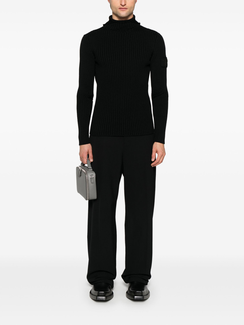Black ribbed-knit Sweater