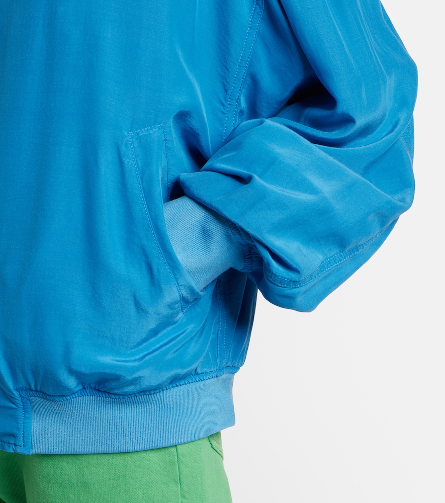 Oversized silk poplin blouson jacket