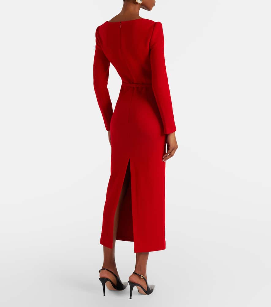 Belted wool midi dress