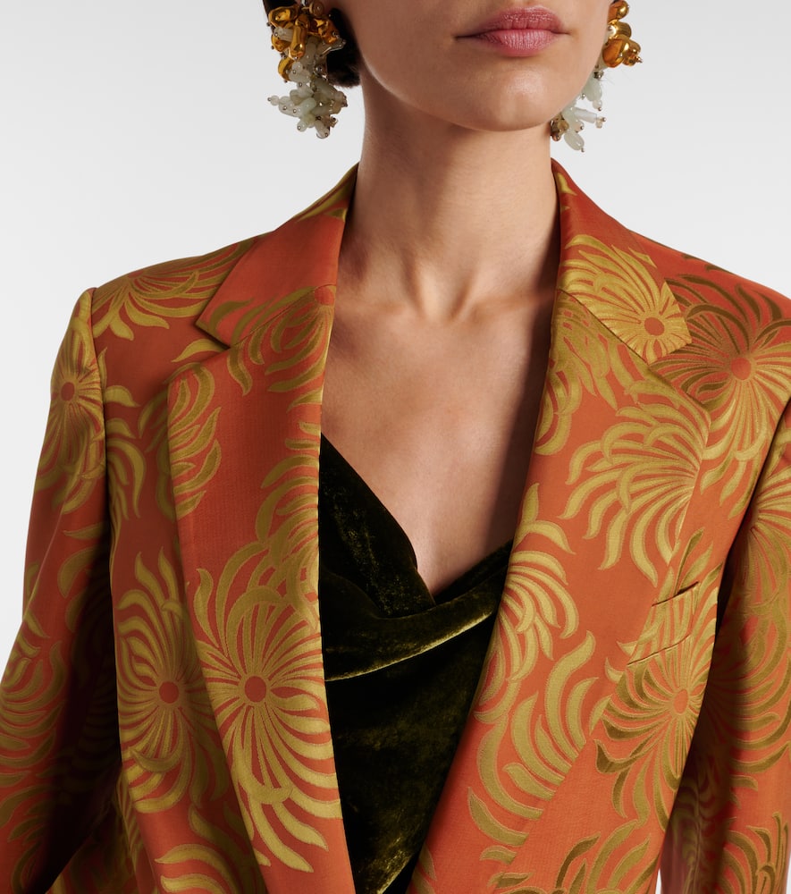 Floral jacquard blazer