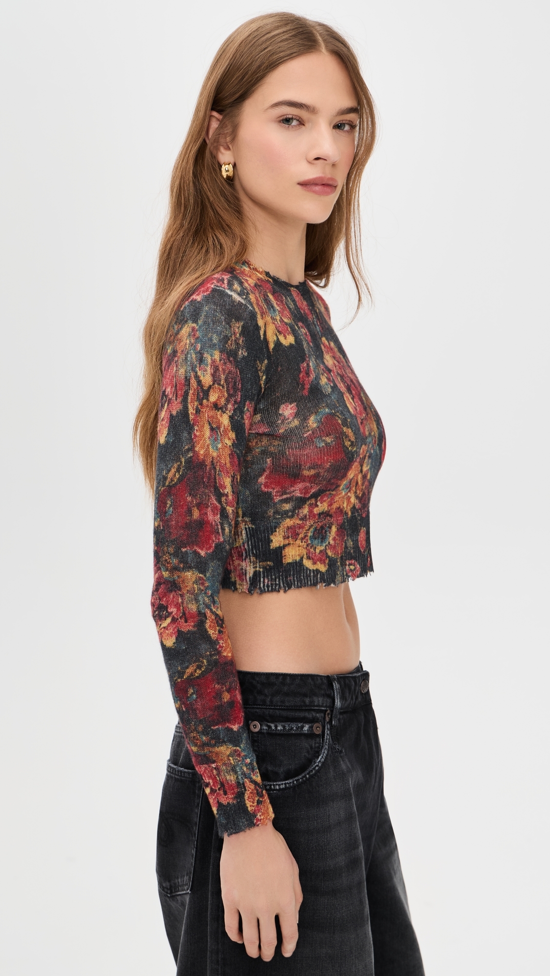 Printed Baby Cashmere Crew Neck Multicolor Floral
