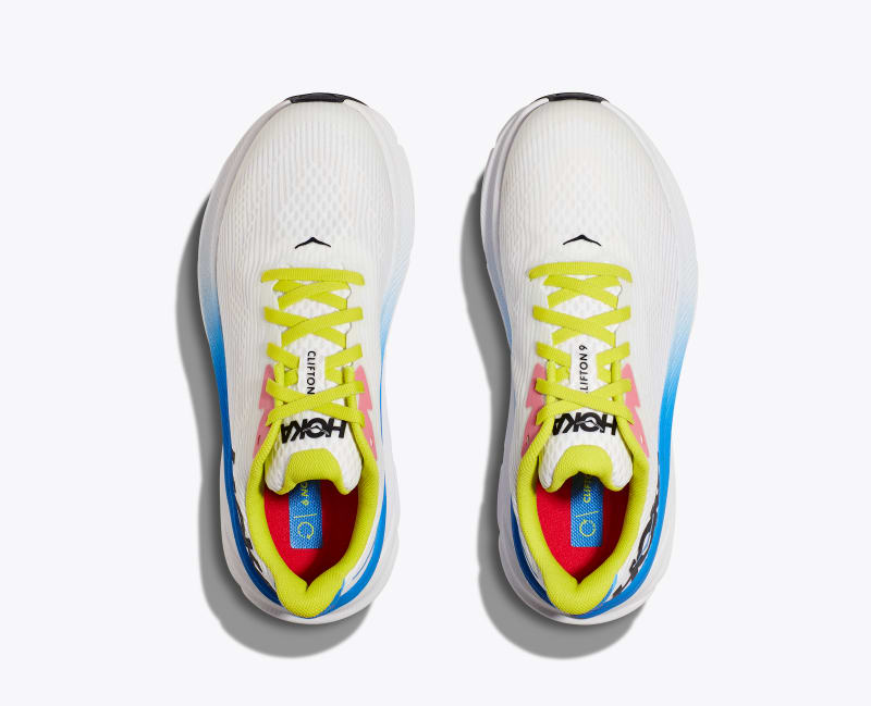 HOKA Clifton 9 Shoes in Blanc De Blanc/Virtual Blue