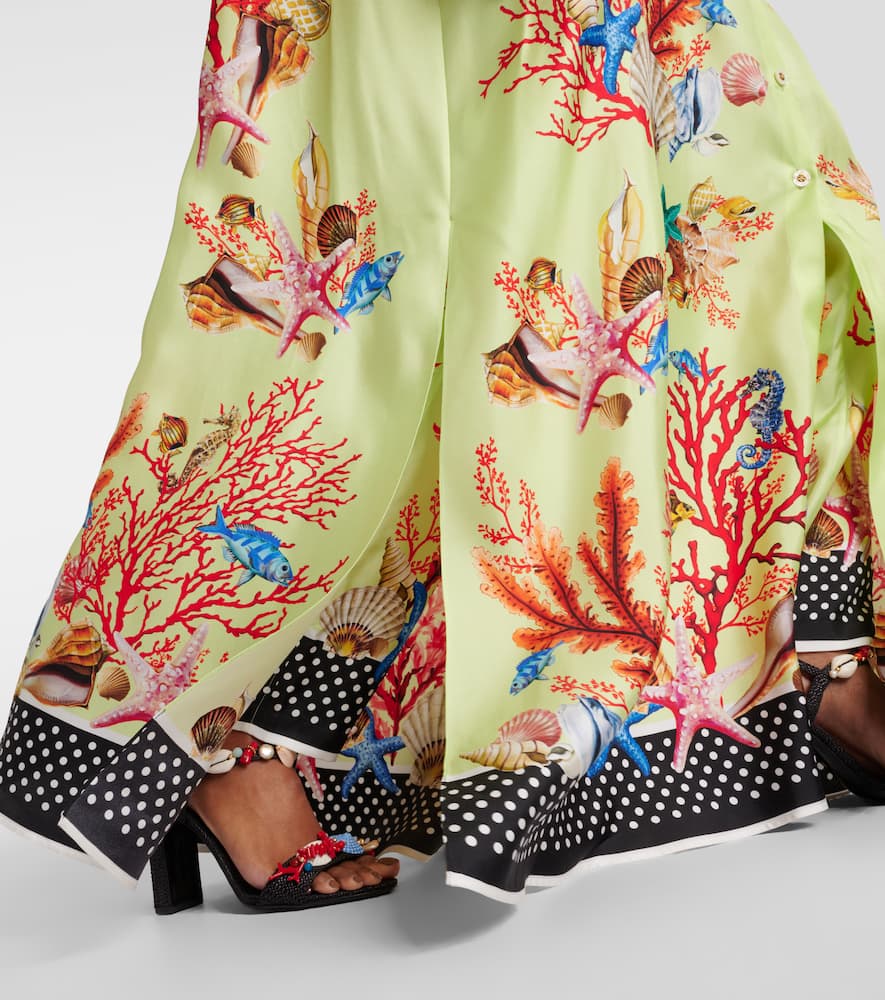 Capri printed silk satin shirt dress