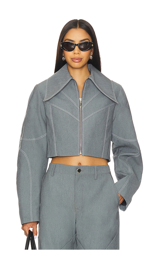 Kate Barton Specialty Denim Paneled Jacket in Grey. - 4 also