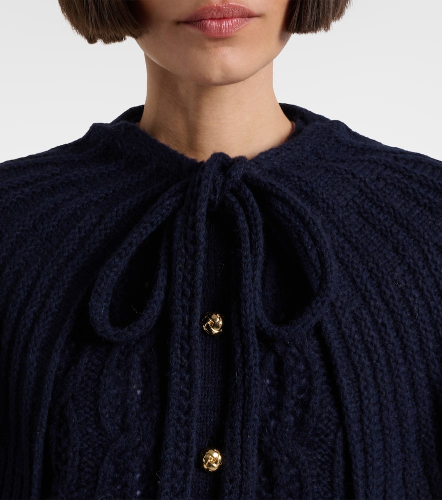Caped wool-blend cardigan