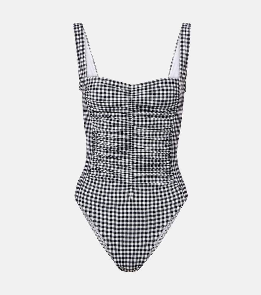 Ruched gingham swimsuit