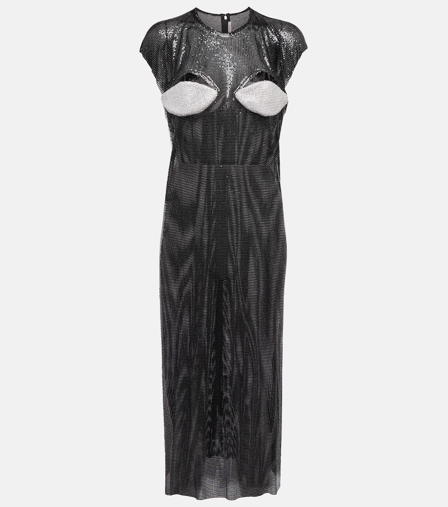 Crystal-embellished cutout midi dress
