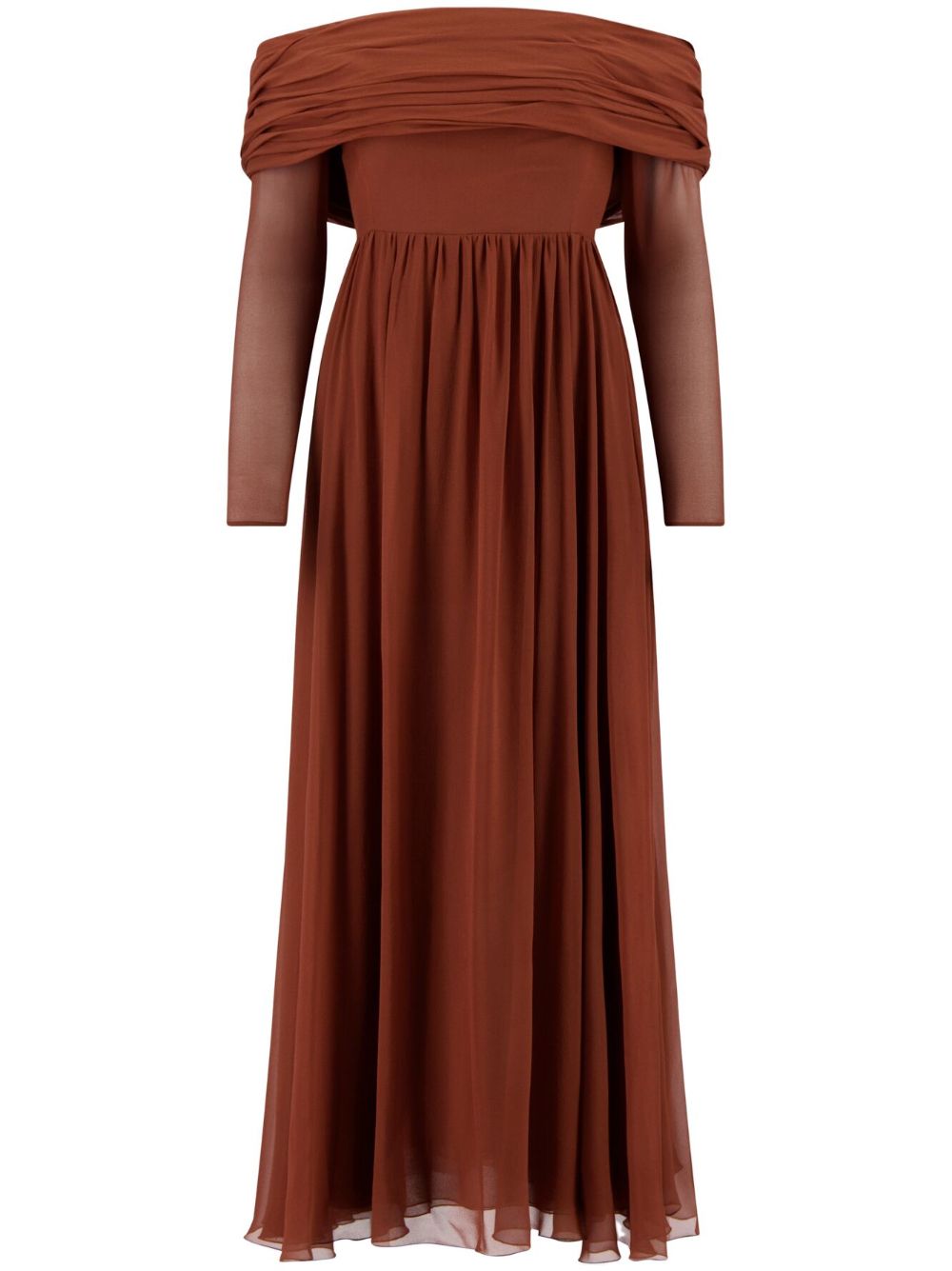 Georgette fully-pleated dress - Brown