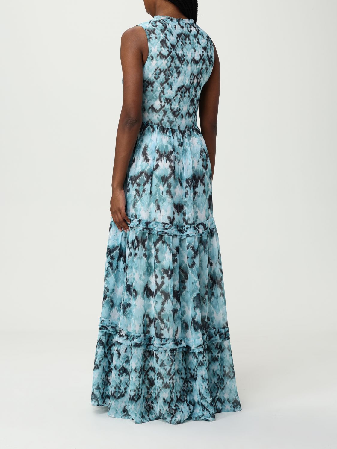 Abstract-pattern maxi dress - Blue