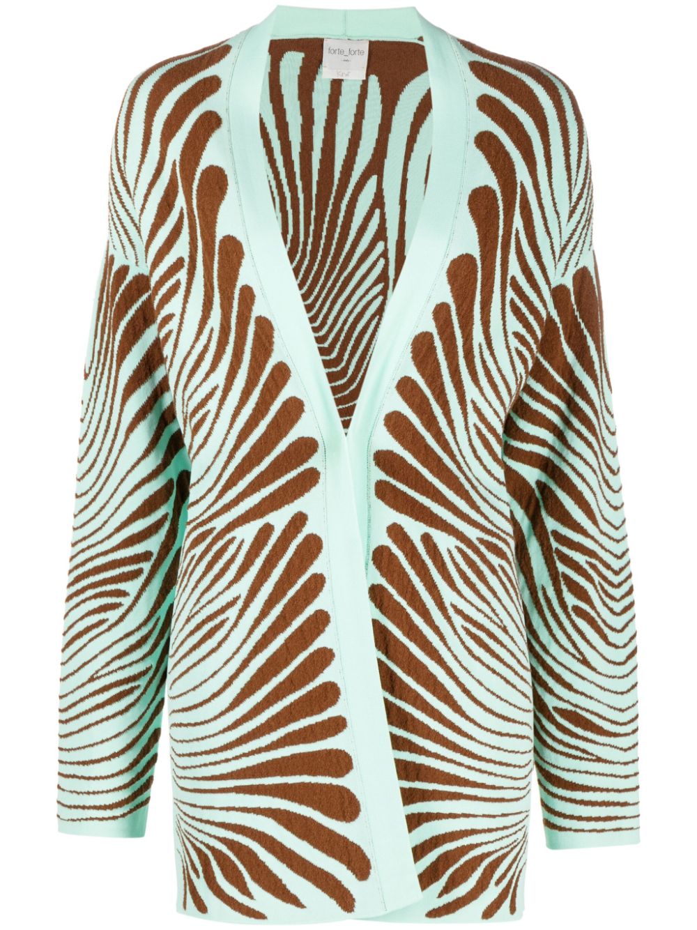 Intarsia-knit open front cardigan - Green