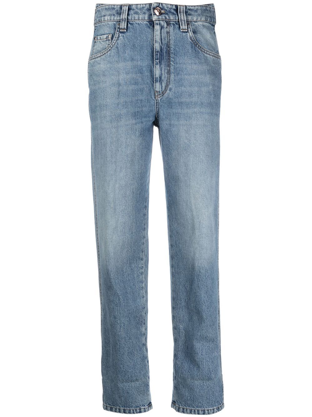 High-rise straight-leg jeans - Blue