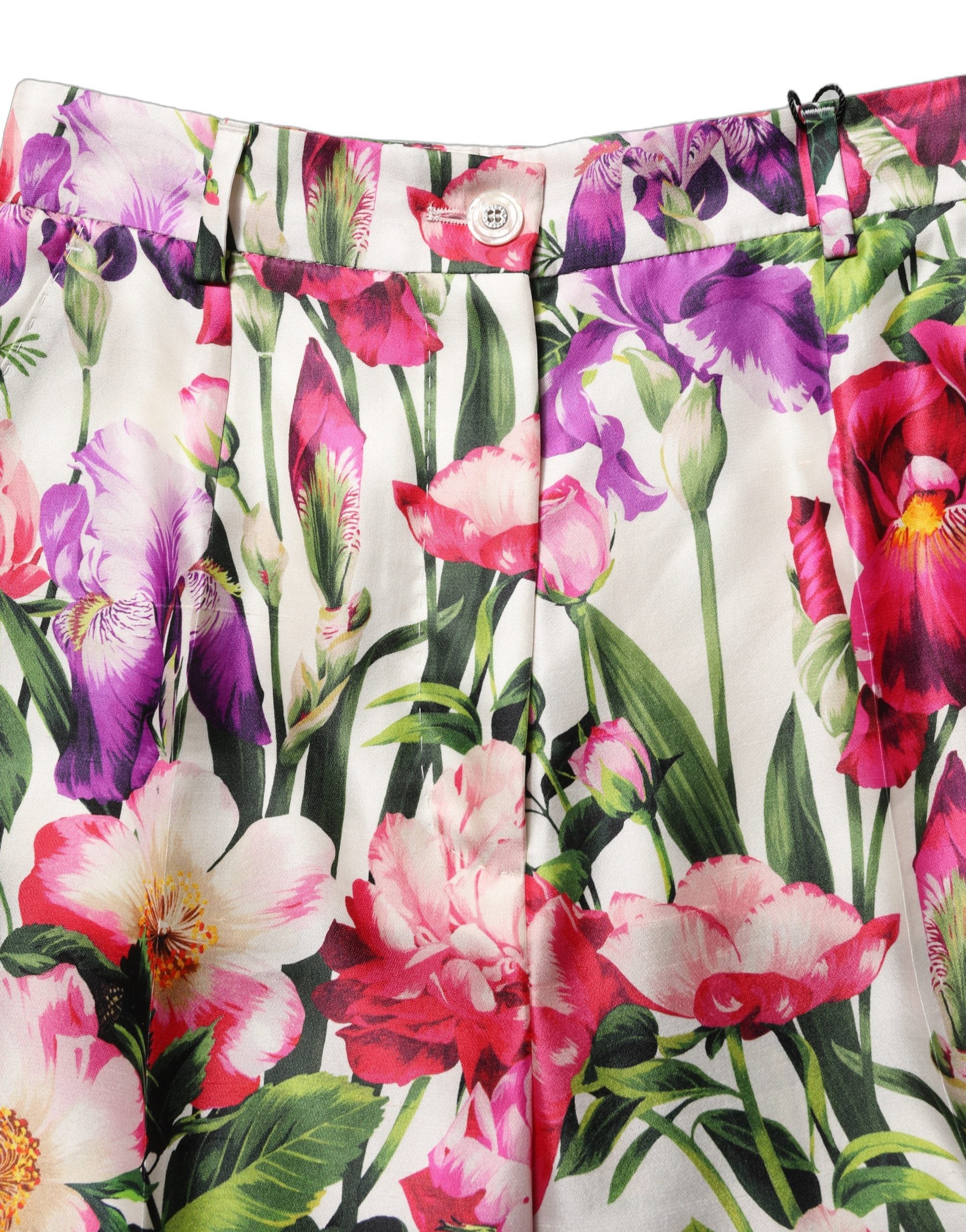 Floral Print Silk-Viscose Trousers — Multicolor