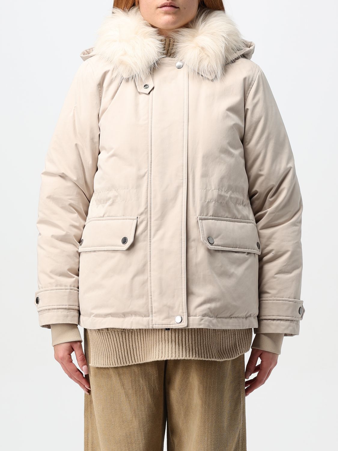 Detachable-hood down jacket - Green