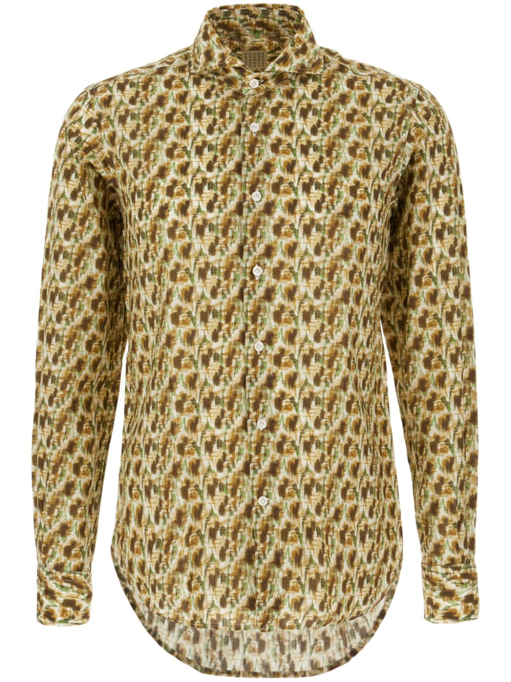 Abstract-print cotton shirt - Neutrals