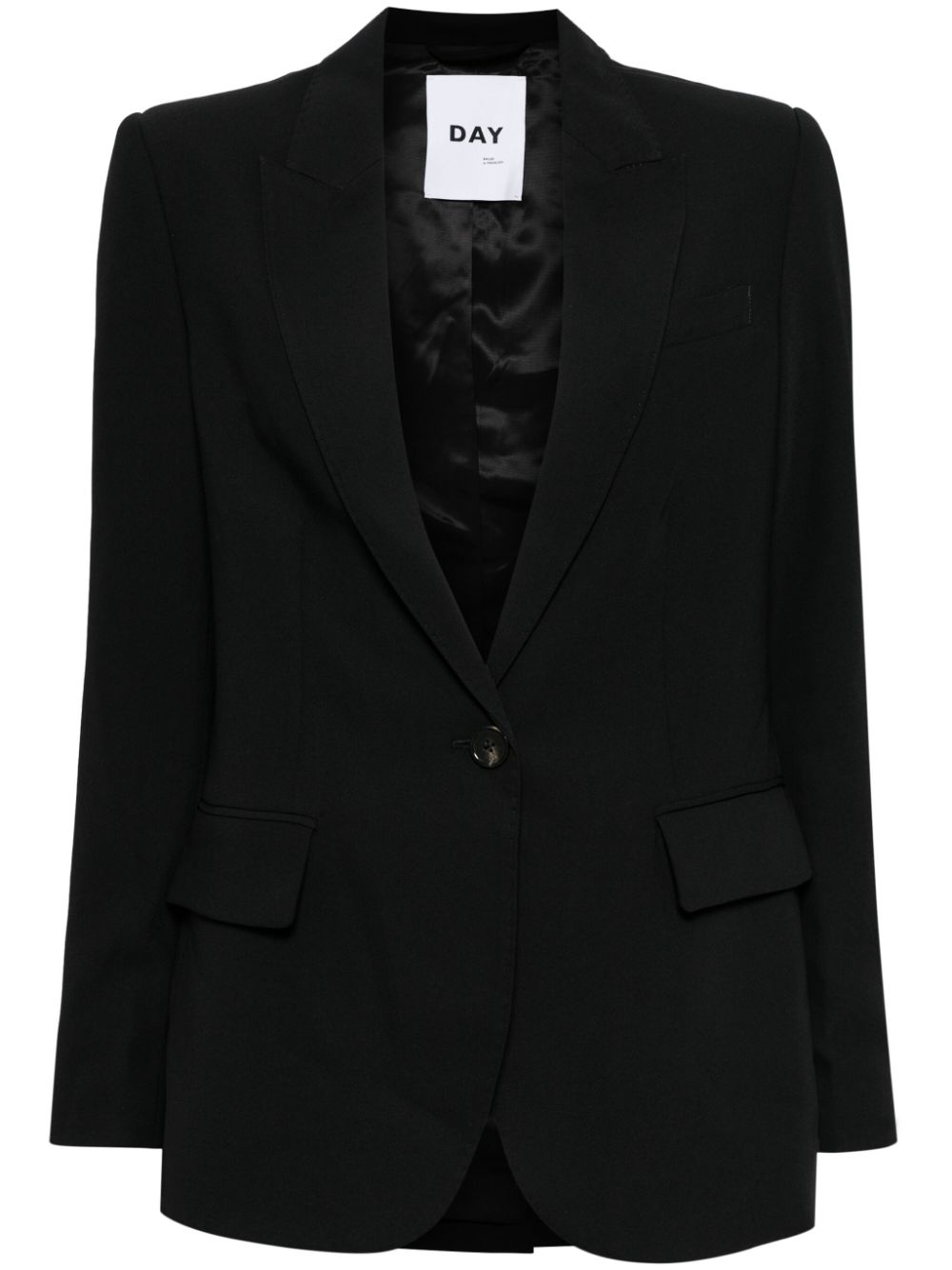 Gabardine single breasted blazer - Black