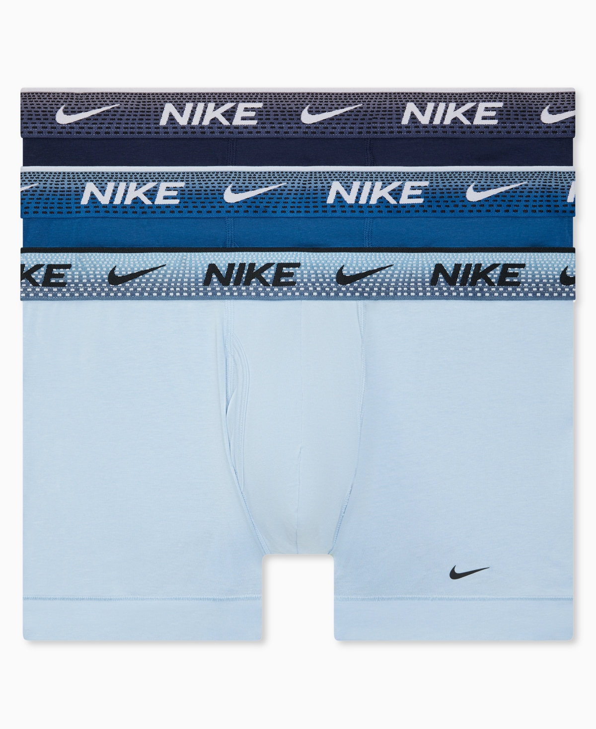 Men's Dri-fit Essential Cotton Stretch Trunks, 3-Pack - Light Armory Blue/ Court Blue/ Obsidian