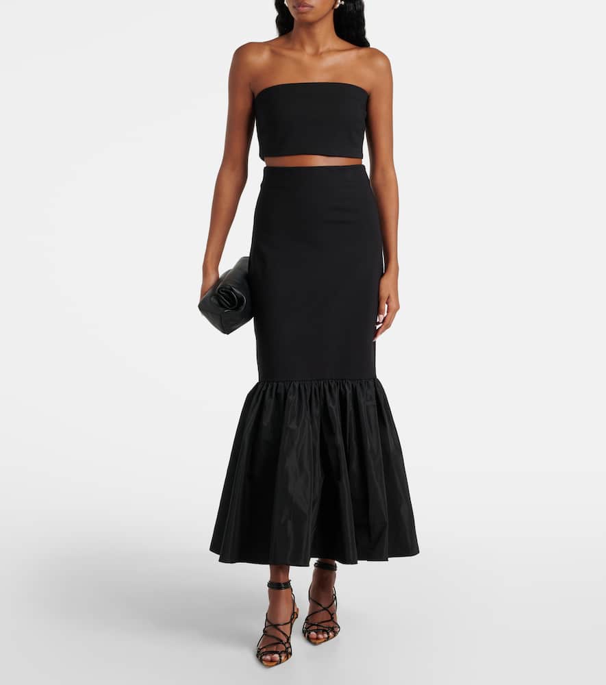 Hawthorne taffeta-trimmed ponte maxi skirt