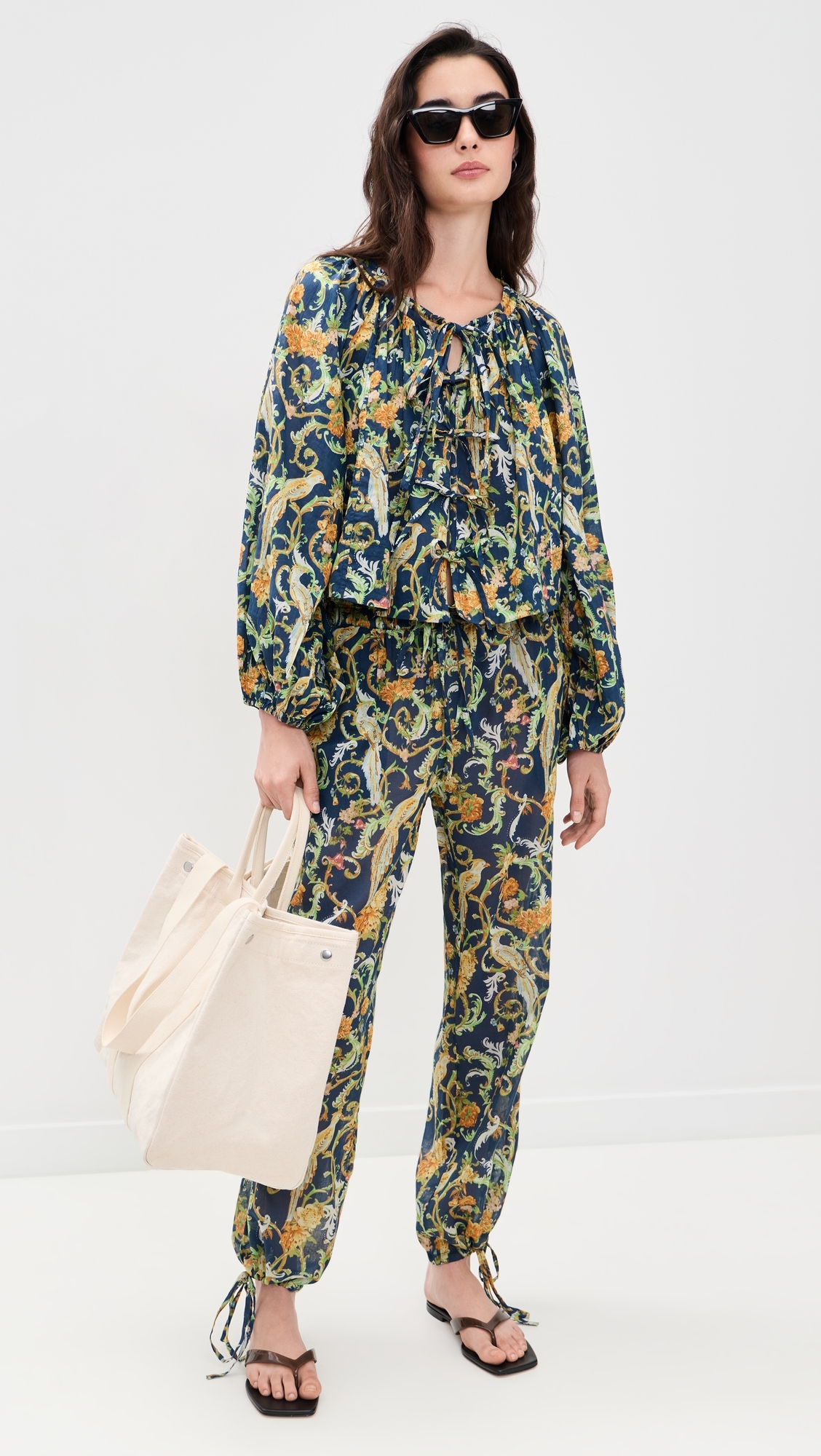 Oleander Blouse Royal Birds Navy One Size