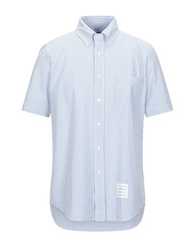 Thom Browne Man Shirt Sky blue Size 2 Cotton