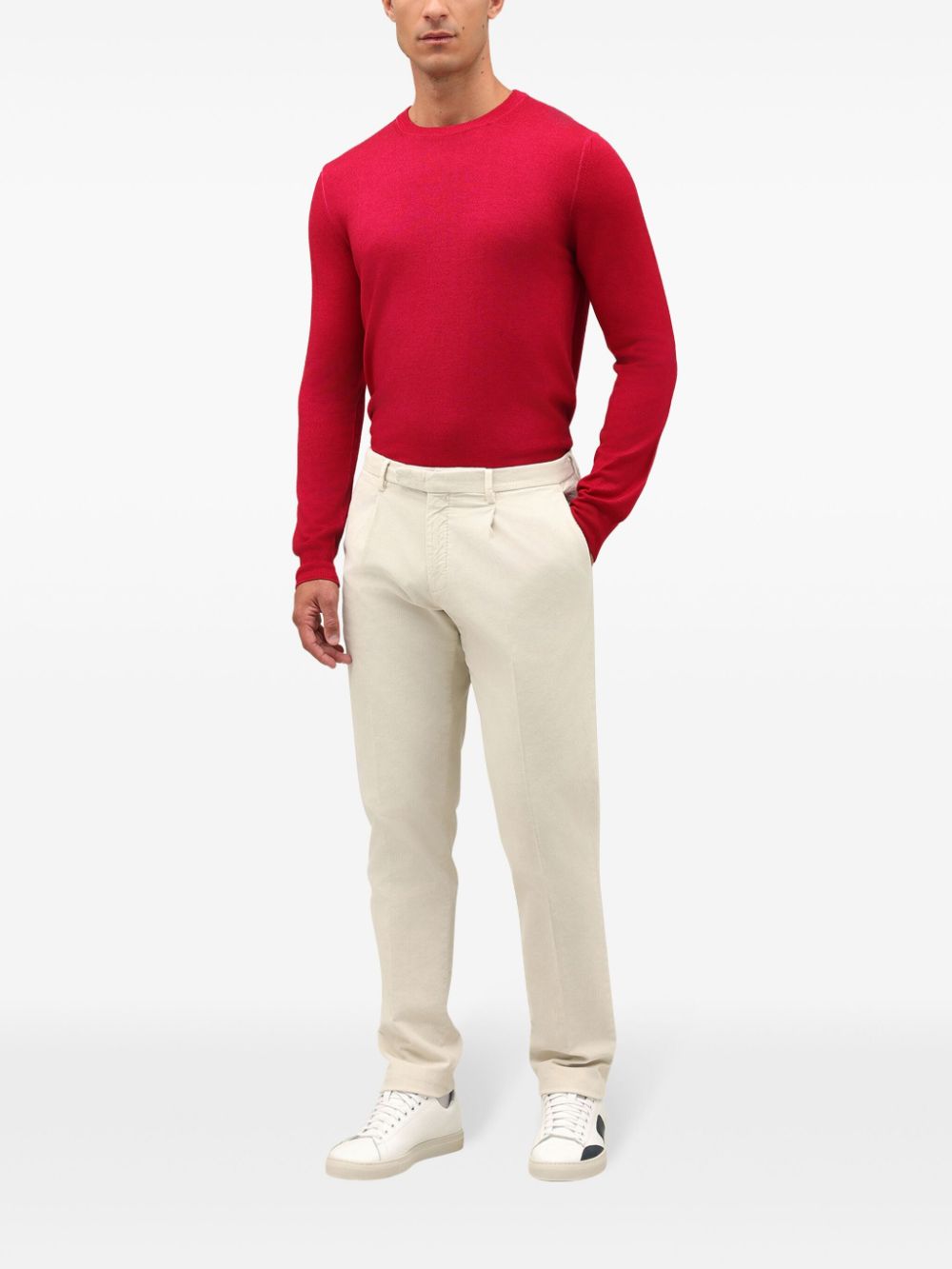 Corduroy loose-fit trousers - White
