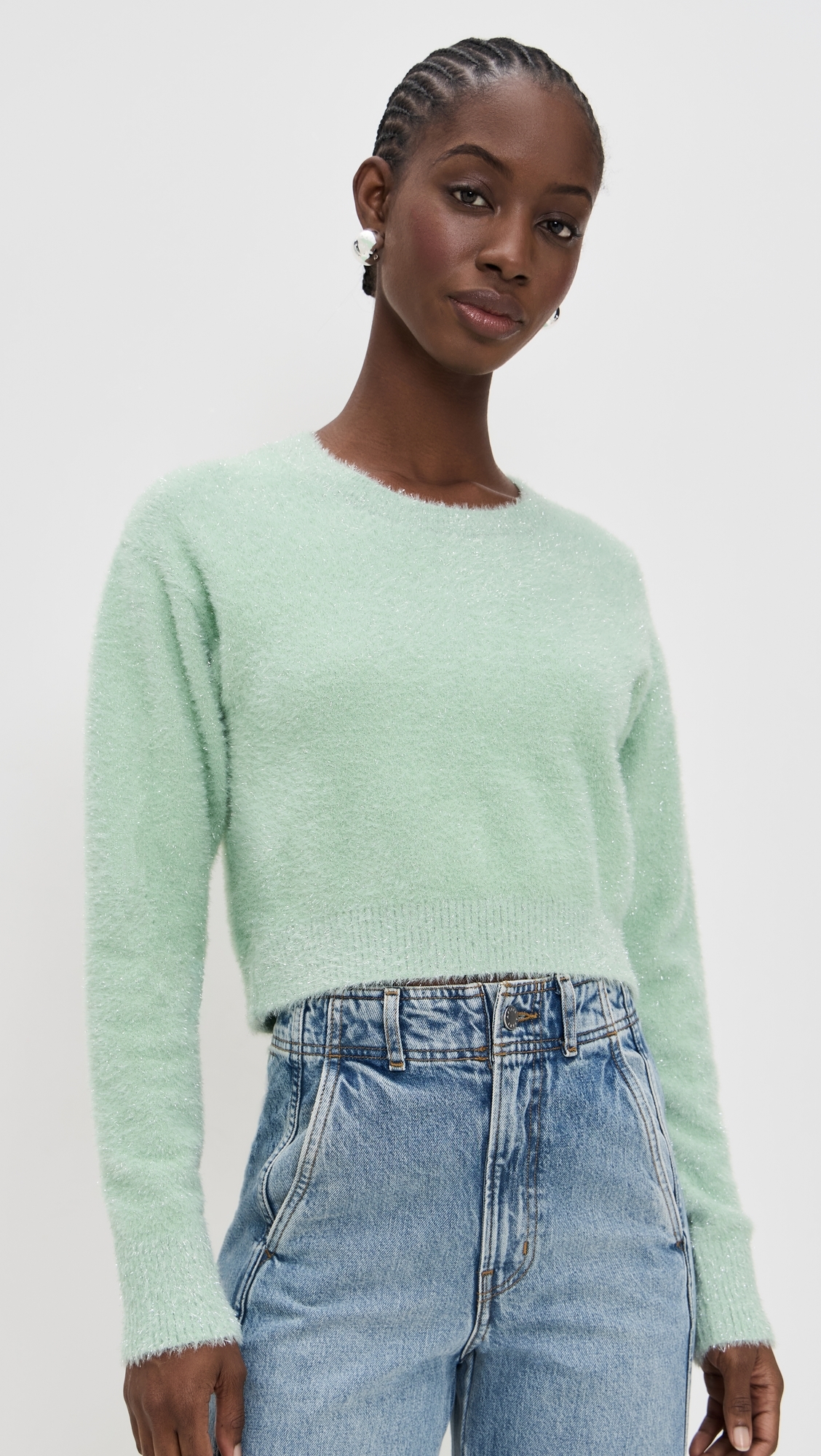 Tinsel Cropped Sweater Mint