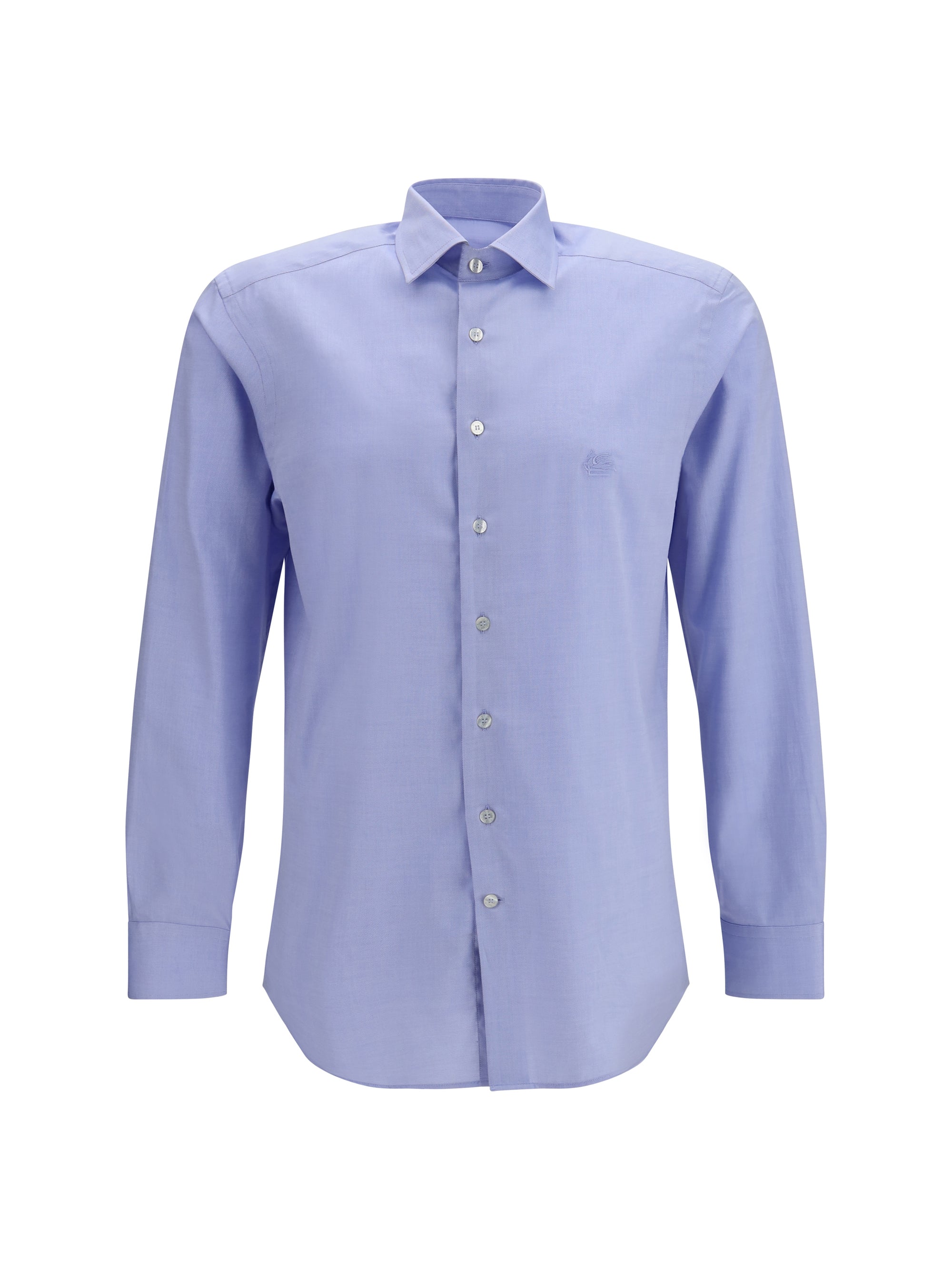 Cotton with Pegaso Embroidery Shirt — Blue