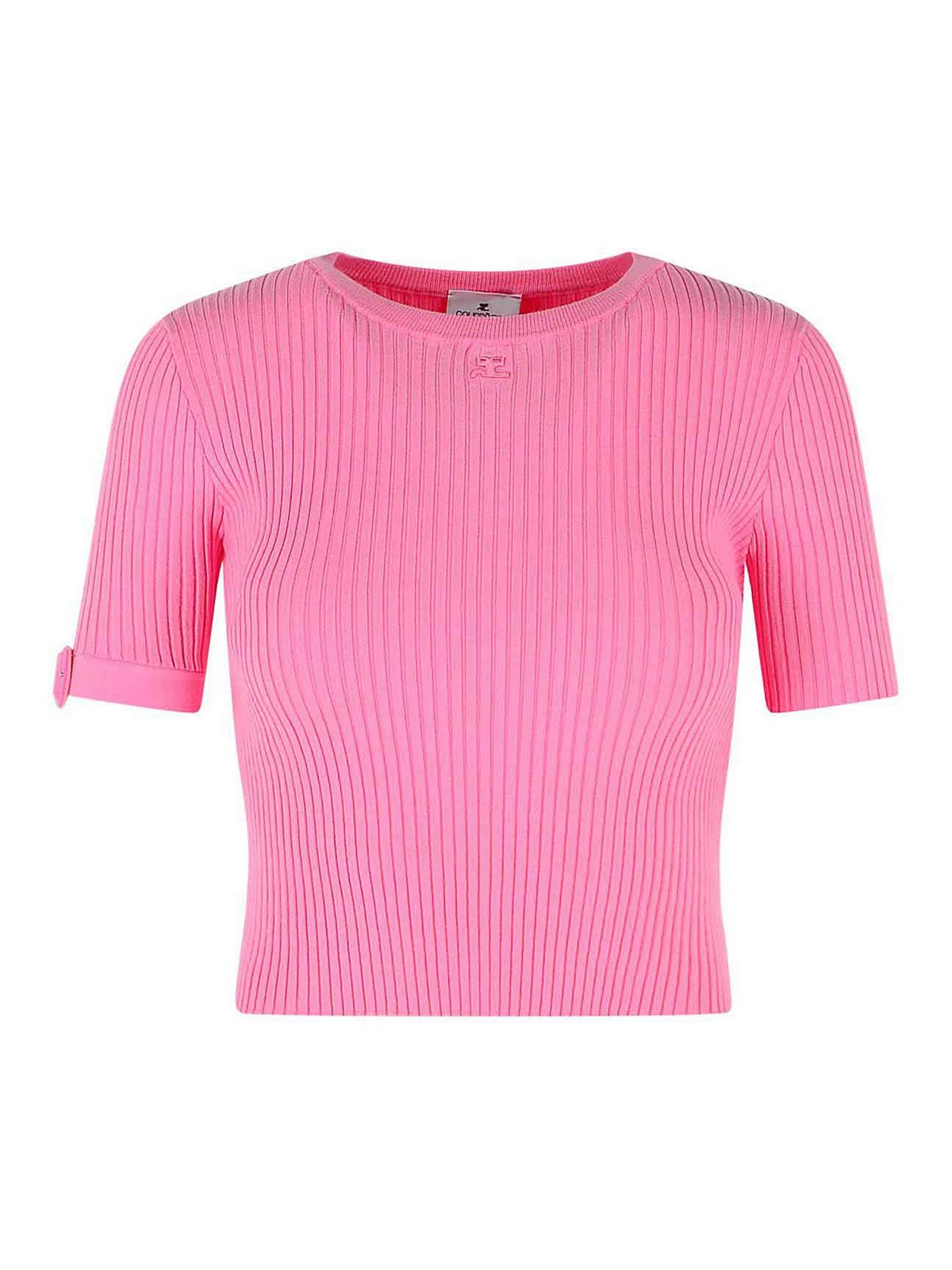 Courrèges - viscose blend t shirt button detai