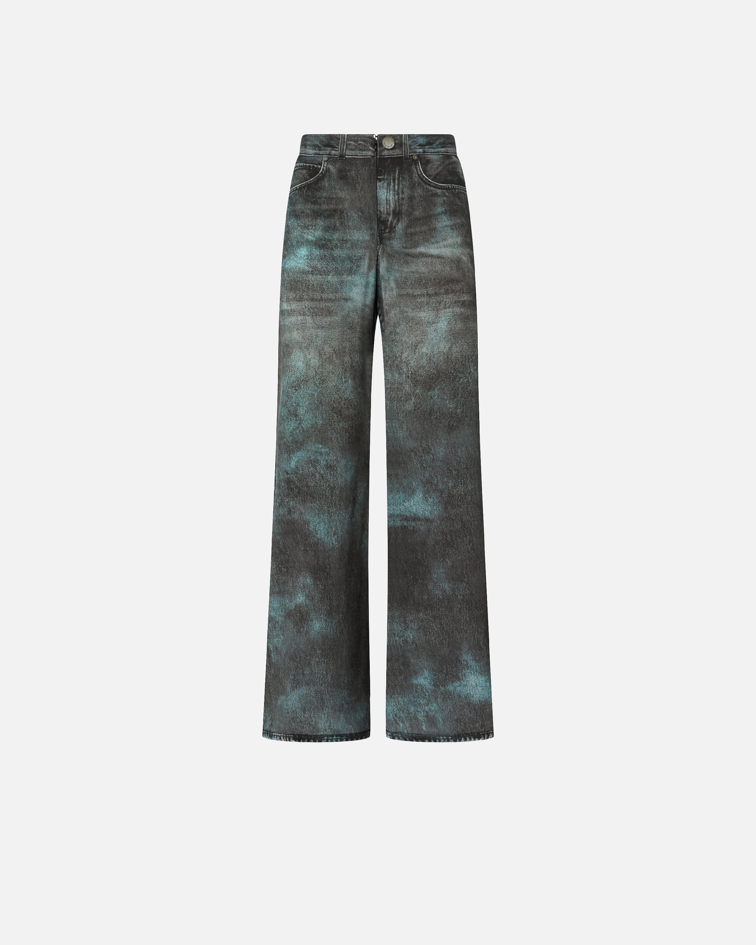 Wide-leg trousers with trompe-l'ail print