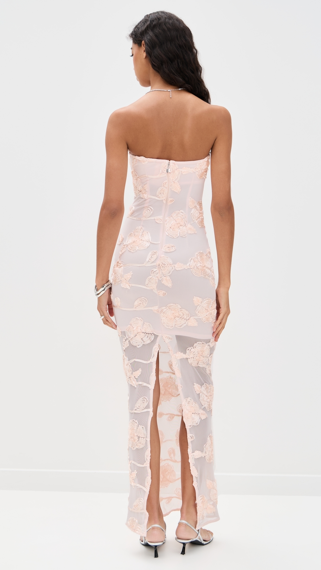 ROTATE Flower Mesh Tube Dress Angel Wing Comb