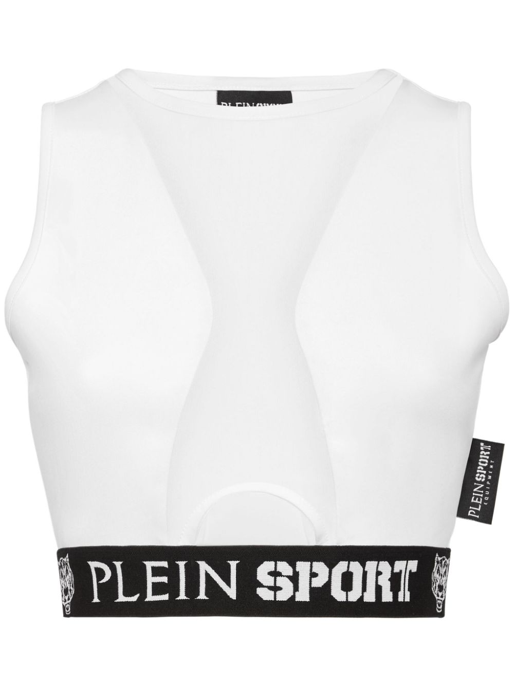 Cut-out panelled cropped top - White