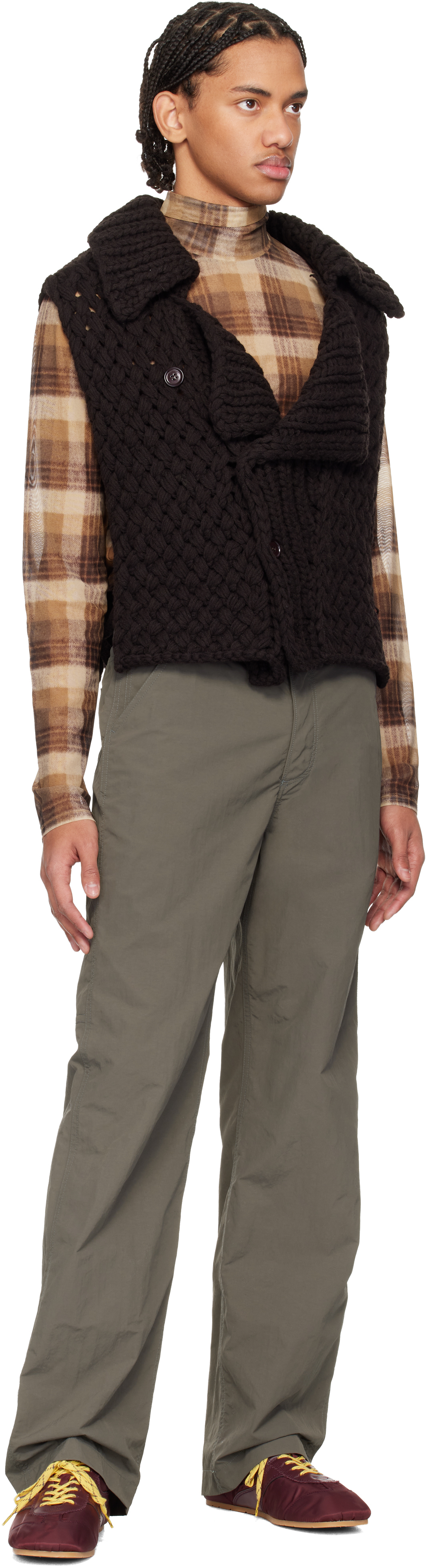 Khaki Crinkle Cargo Pants