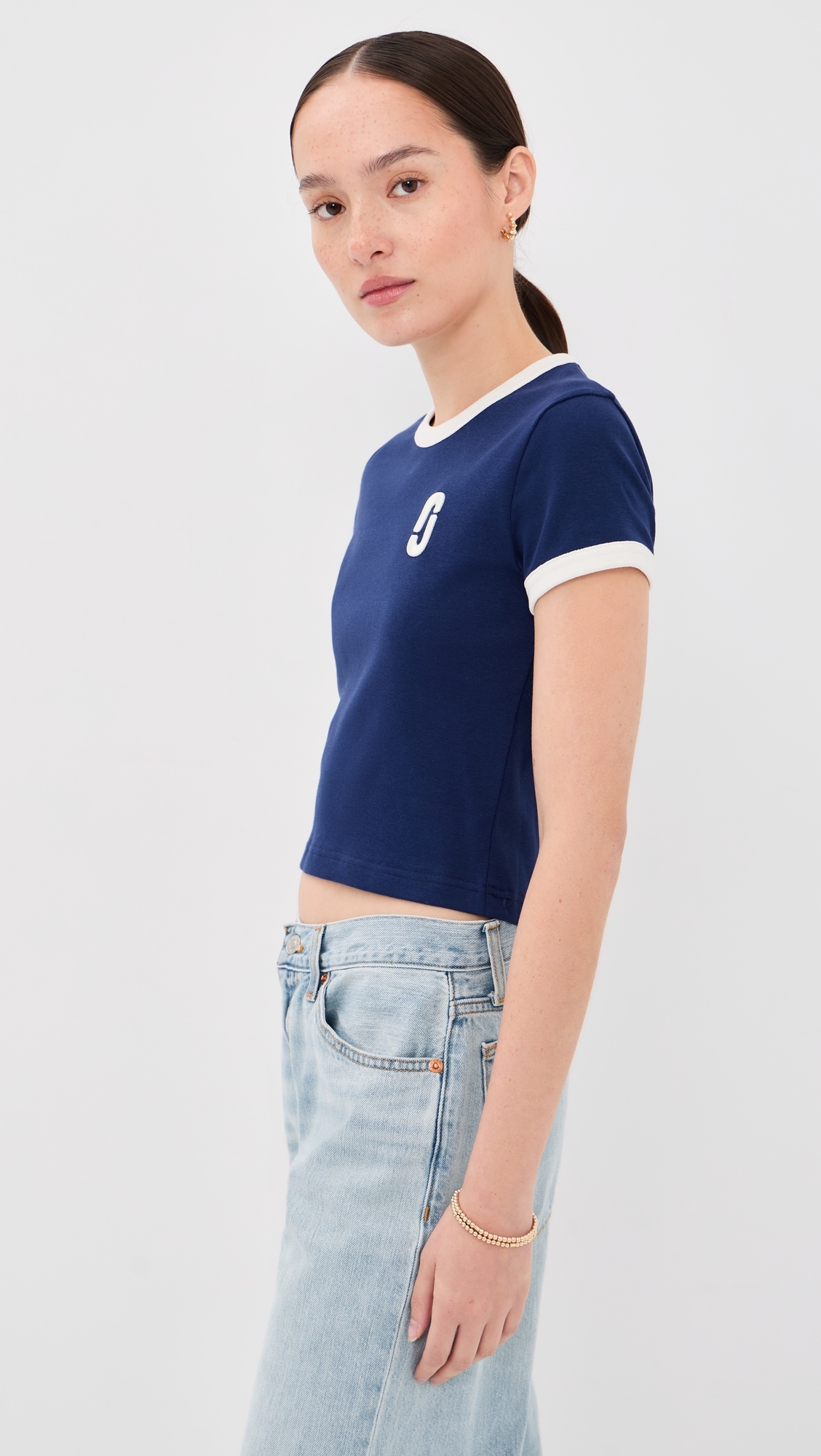 Pop J Marc Ringer Baby Tee Navy Multi