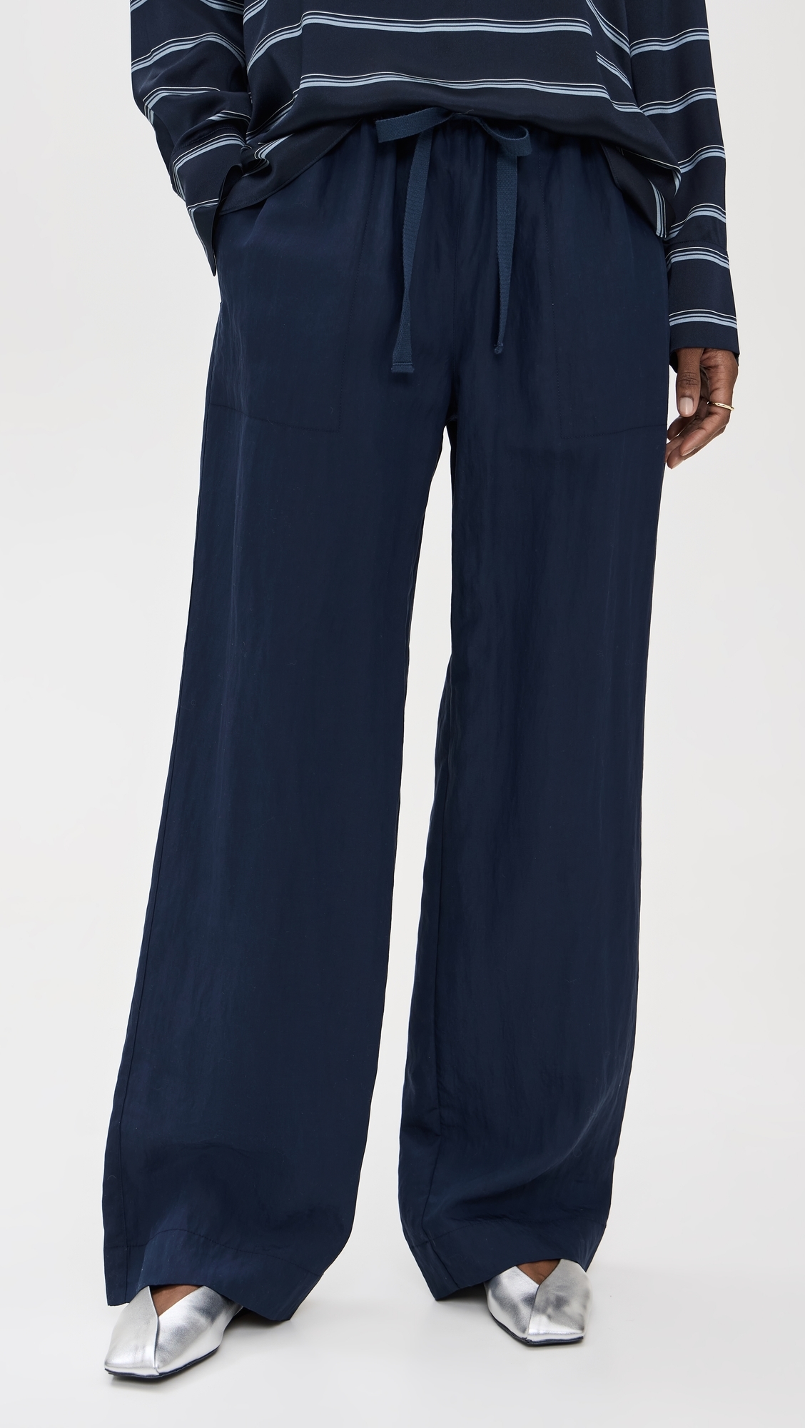 Mid Rise Utility Drawstring Pants Coastal Blue