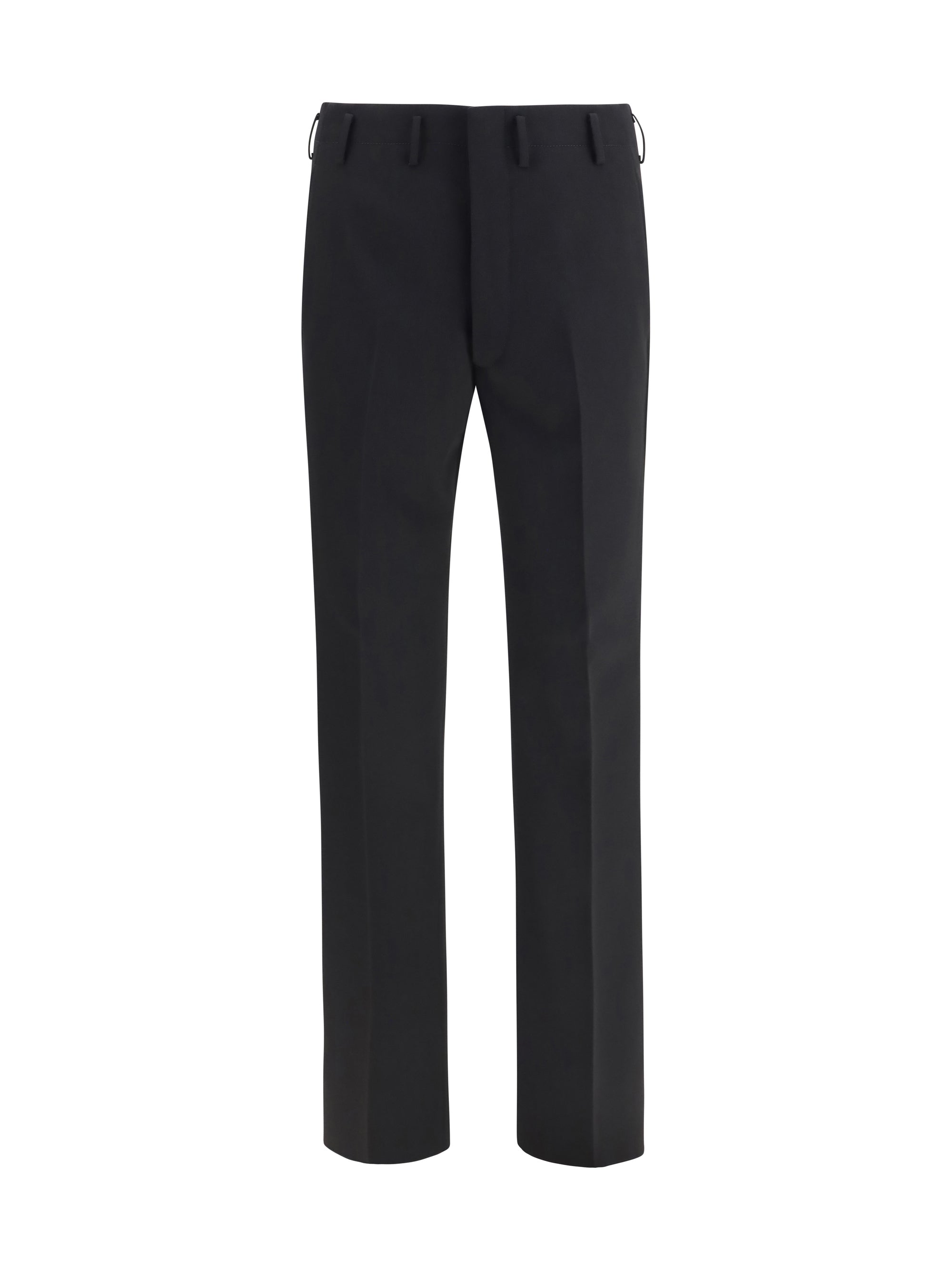 Tailored High-Waist Wool Trousers — Black
