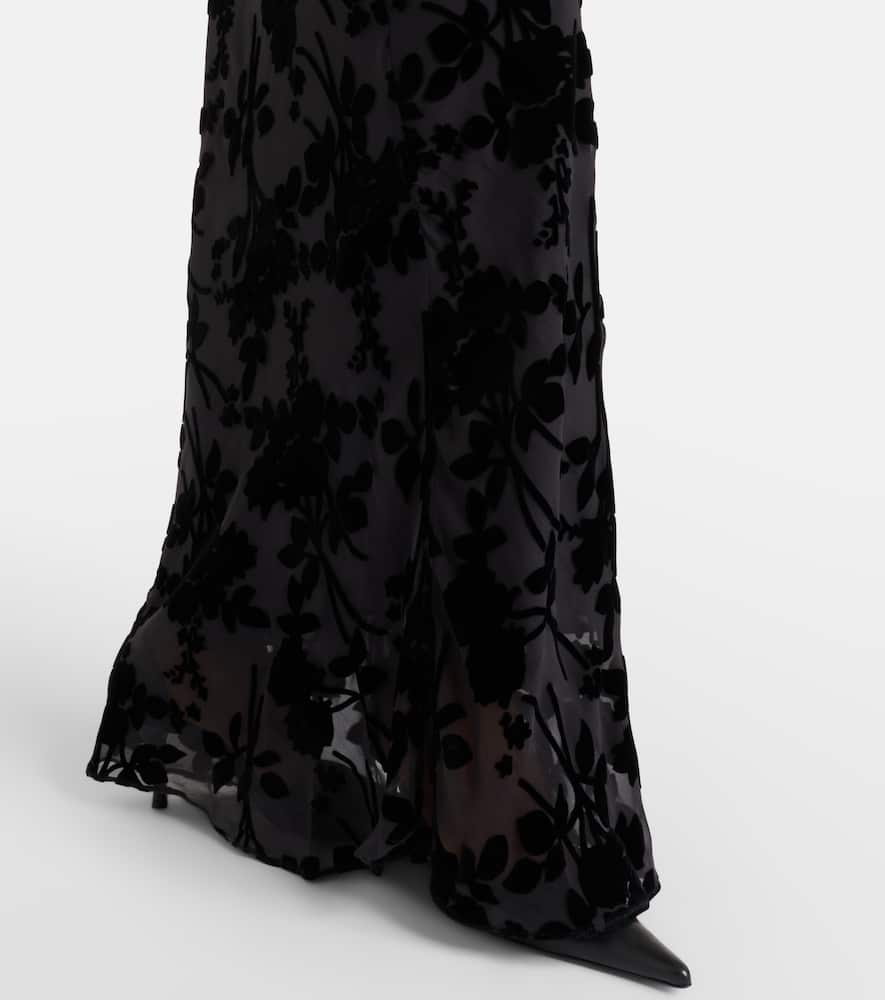 Devoré floral velvet gown