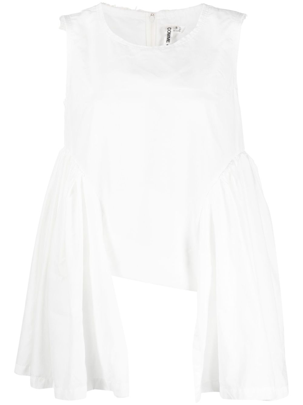 Drape-detail frayed tank top - White