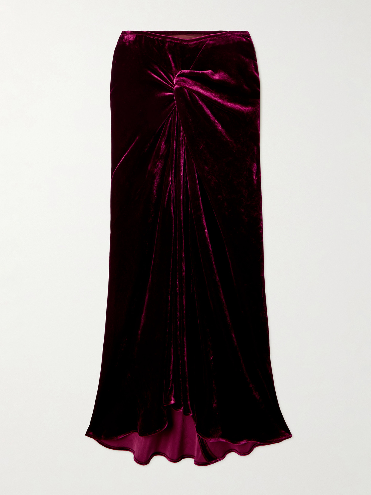 Velvet Midi Skirt - Burgundy
