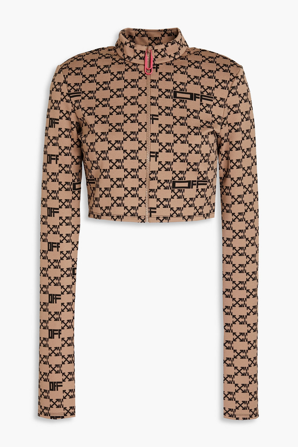 Cropped jacquard-knit track jacket - Neutral - IT 40