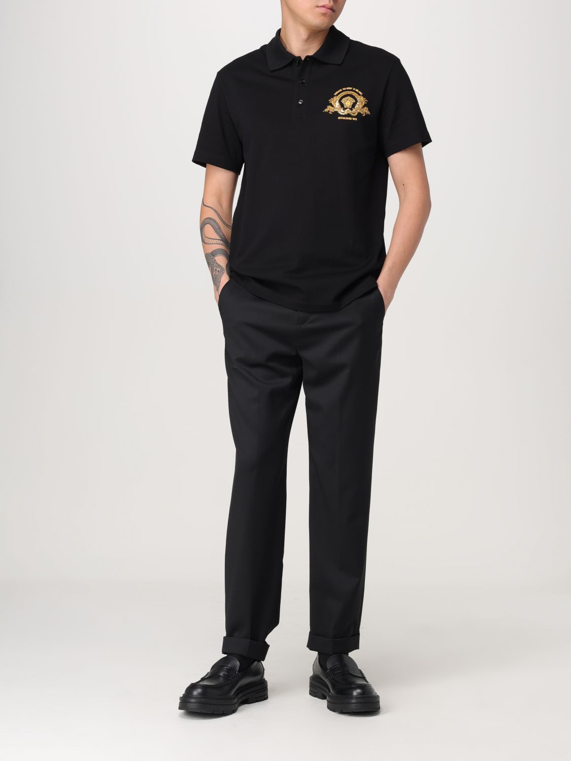 Medusa Head piqué polo shirt - Black