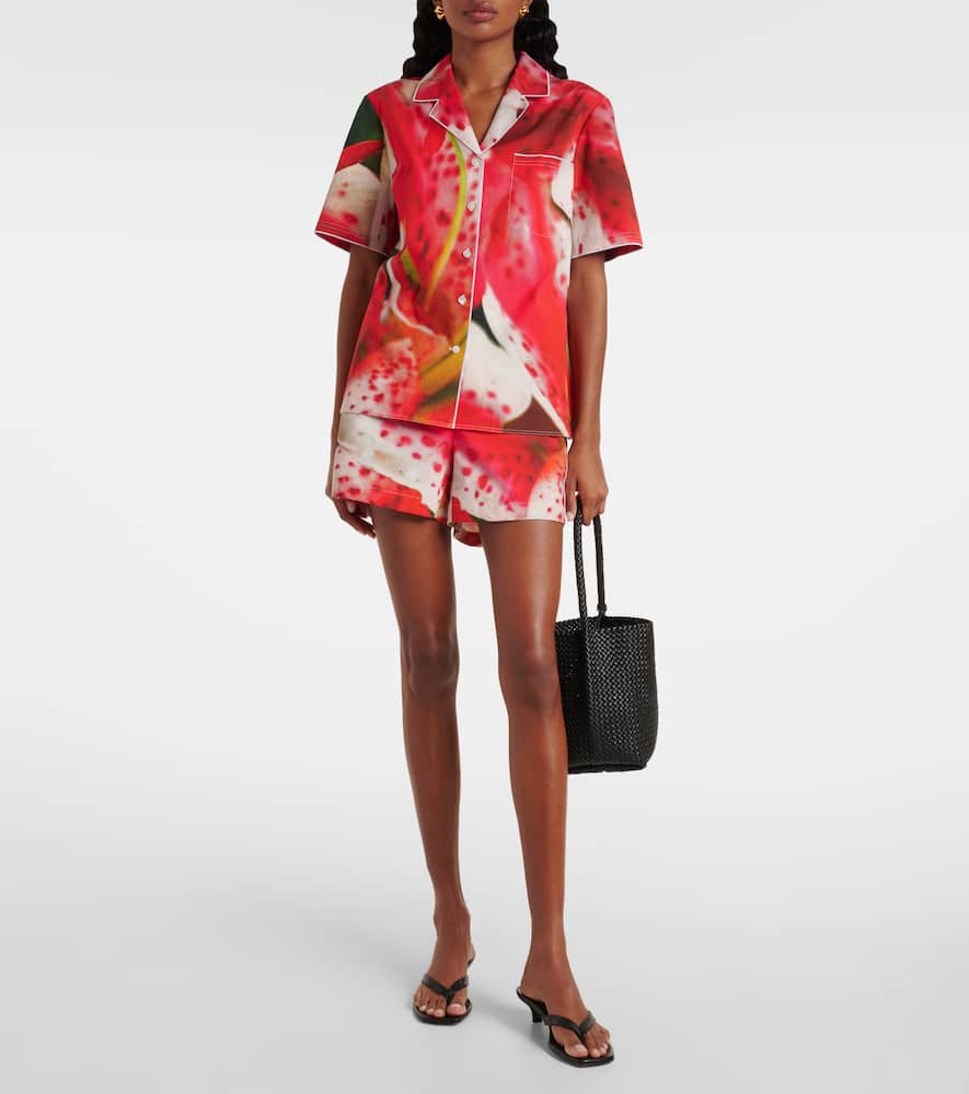 Printed cotton-blend twill shirt