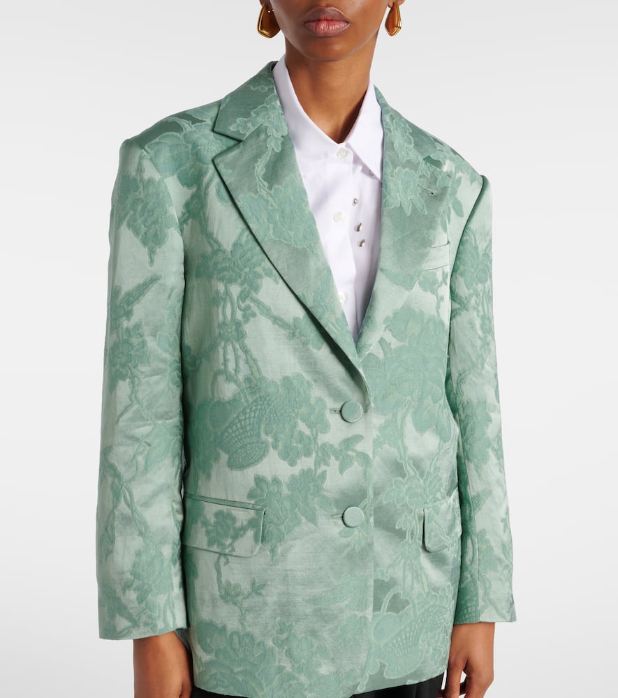 Linen-blend jacquard blazer